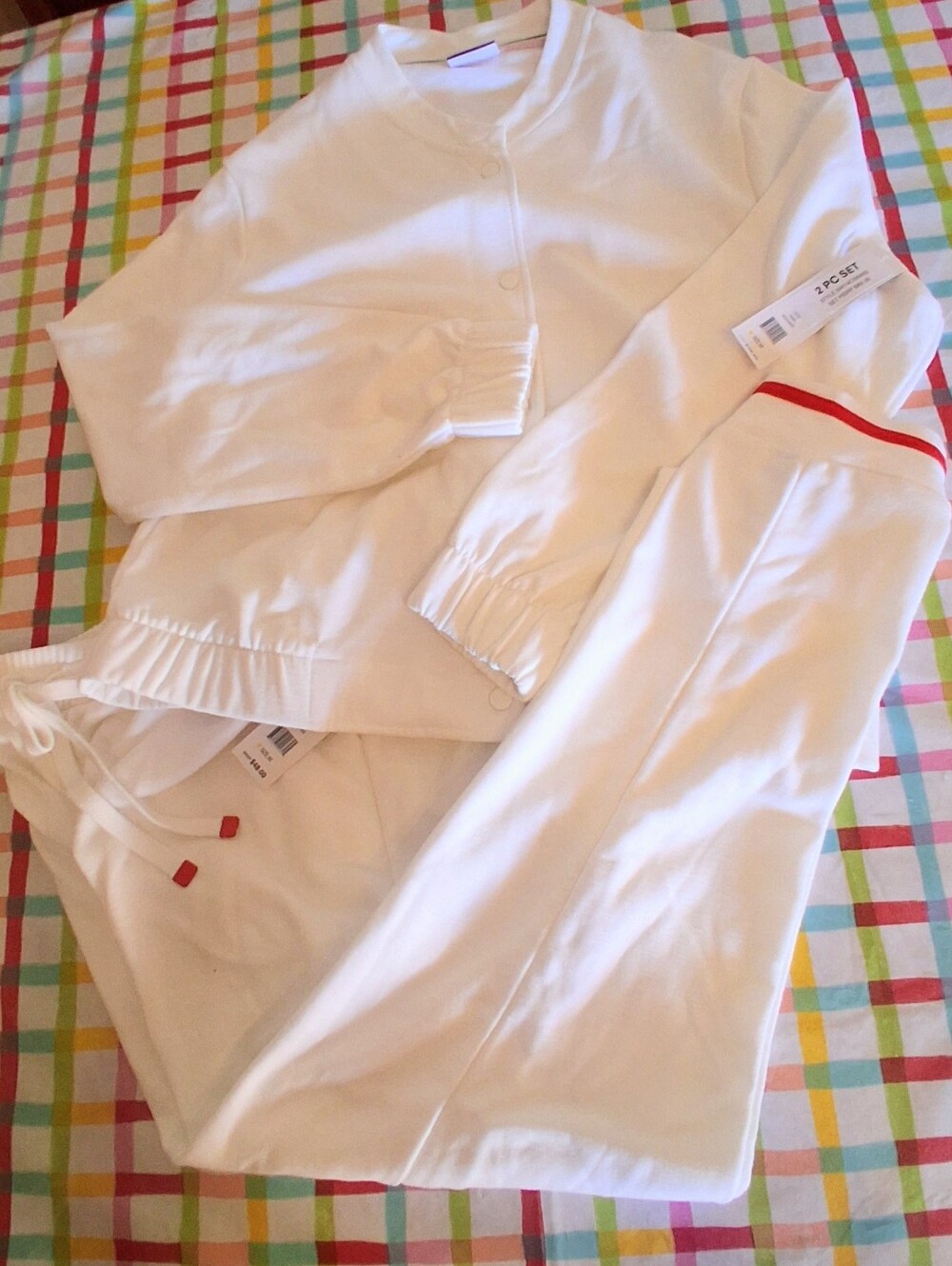 NWT Ladies Matching Sweatsuit, White, Sz M, MSRP $89.00